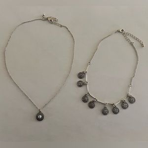 AE - Silver Pendant & Choker Necklace Set (2 pc)
